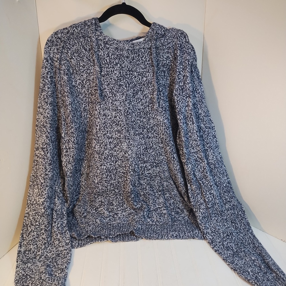 Goodfellow & Co Mens XL Gray White Marled Knit Pullover Hoodie Sweater Coastal